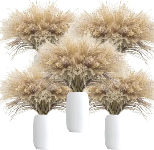 Vista 11 de Uieke 100 piezas de hierba de las pampas seca natural de 17 pulgadas de alto, flores secas grandes de caña sintética para arreglos florales de boda