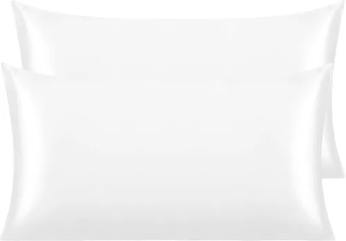 Vista 50 de NTBAY Paquete de 2 fundas de almohada estándar de satén para cabello y piel, lujosas y sedosas fundas de almohada con cierre de sobre, 20 x 26