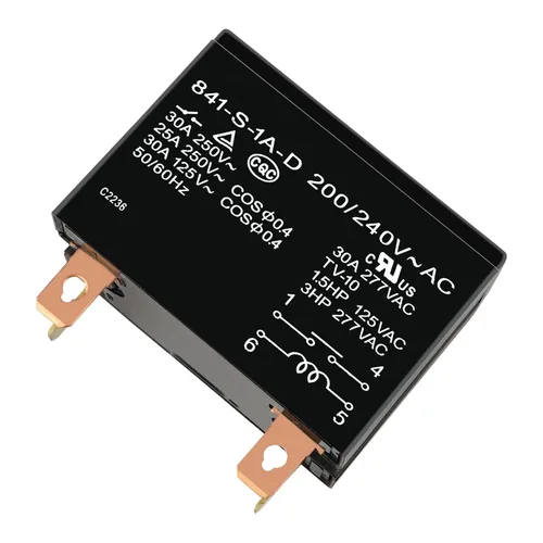 Vista 2 de 841-S-1A-D 200/240VAC Relé de propósito general 30A 277VCA con cubierta antipolvo terminal rápido SPDM