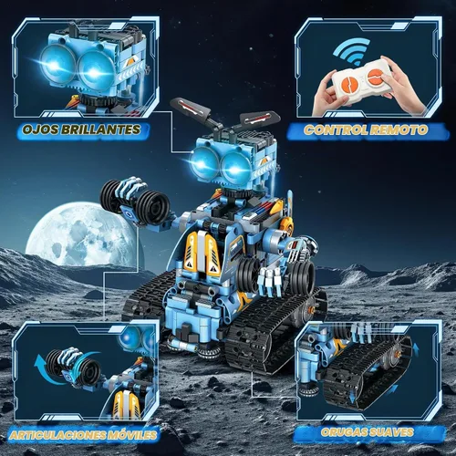 Vista 5 de OKKIDY Juguetes de construcción de robot para niños, 4 en 1 recargable con control remoto RC robótica STEM Kit de bloques de construcción RC