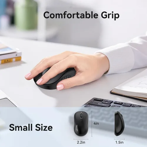 Vista 4 de TECKNET Mouse inalámbrico para laptop, mouse de computadora de 2.4 GHz, 3 DPI ajustables, mouse USB inalámbrico de oficina con receptor, manos