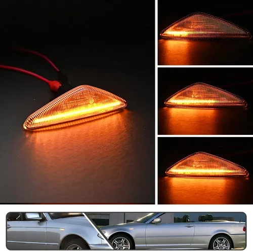 Vista 2 de 2 piezas de luces de señalización laterales intermitentes LED color ámbar para BMW Serie 3 E46 Coupé Convertible LCI 323Ci 325Ci 328Ci 330Ci Lente