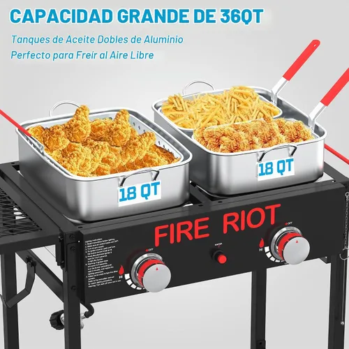 Vista 8 de Freidora de propano para exteriores de 36 cuartos de galón con carrito