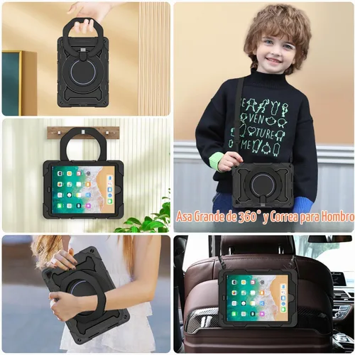 Vista 4 de ROISKIN Funda para iPad de 6ª y 5ª generación de 9.7 pulgadas, Pro 9.7, Air 2 con soporte giratorio 360 y correa de mano