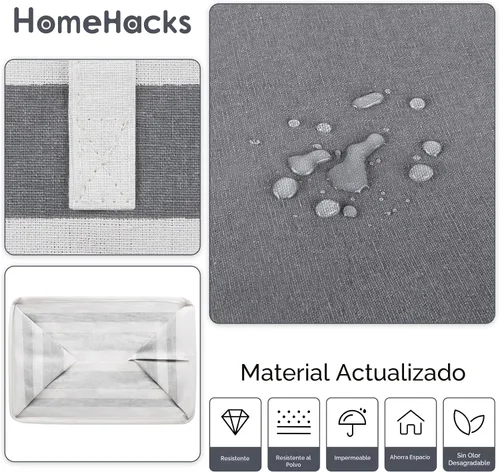 Vista 5 de HomeHacks Paquete de 3 cestas grandes para la ropa sucia, 75 litros cada una, impermeable, cesta de ropa independiente, cesta de ropa alta plegable