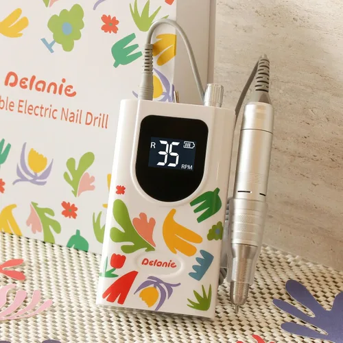 Vista 10 de Delanie Taladro de Uñas Profesional de Alto Torque 35000 RPM Recargable Portátil Eléctrico Lima de Uñas para Acrílico y Gel con Puntas para Negro