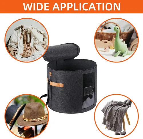 Vista 7 de Caja grande para sombreros de 19 pulgadas, cajas de almacenamiento para sombreros para mujeres, grandes y redondas para hombres, cajas plegables