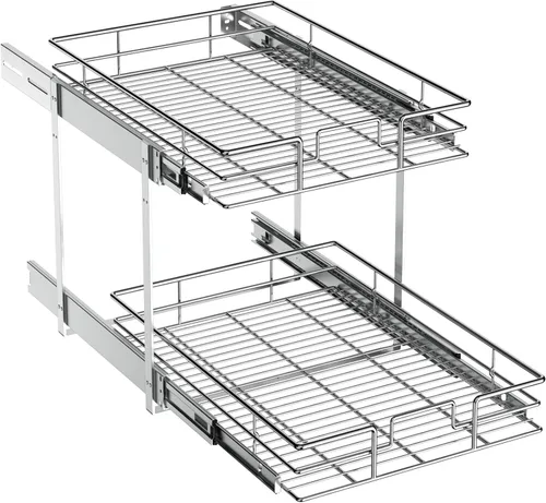 Vista 12 de ROOMTEC Organizador de gabinete extraíble (5.5 pulgadas de ancho x 21.5 pulgadas de profundidad), 2 niveles de almacenamiento extraíble para cajón