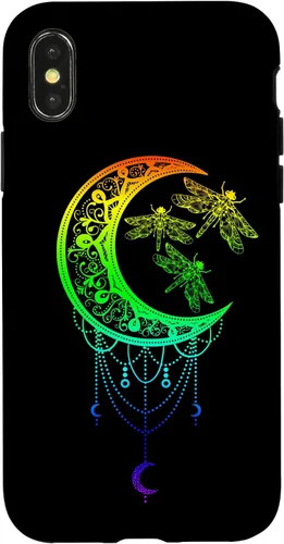 Vista 5 de Funda para iPhone 12 mini libélula, luna, diseño de mandala zen, yoga, chakras, budismo