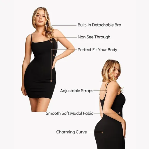 Vista 4 de IN HER PURPOSE Vestido ajustado sin costuras con control de abdomen para mujer, abraza la confianza en cada curva
