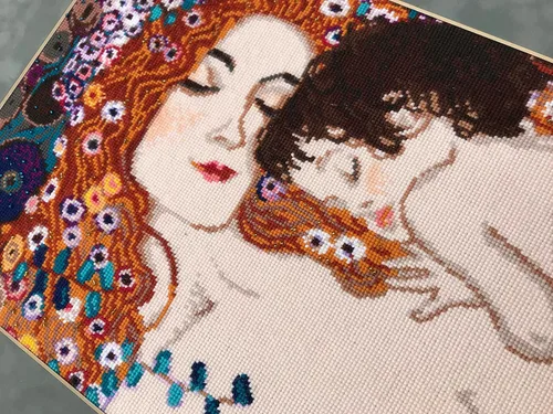 Vista 2 de RIOLIS - Motherly Love After G. Klimt 916, kit de punto de cruz de San Valentín de 11,81 pulgadas x 13,78, kits de punto de cruz para principiantes