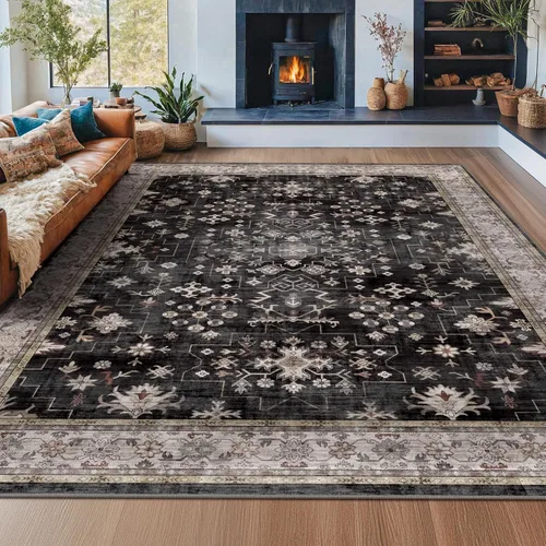 Vista 238 de Hazo Haus – Alfombra pequeña para entrada, cocina o baño, antideslizante con base de goma, resistente a las manchas y a la decoloración, diseño