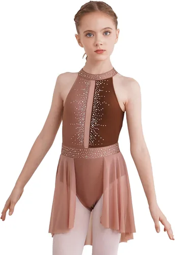 Vista 35 de CHICTRY Kids Girls Sparkly Rhinestone Ballet Gymnastics Leotards Modern Lyrical Dance Costume