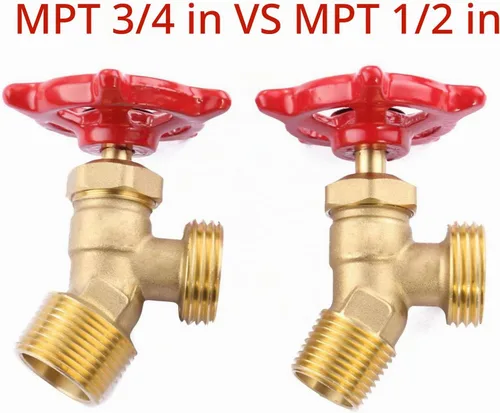 Vista 6 de LitOrange Manguera de válvula de parada de codo de 65 grados para patio trasero de latón macizo Bibb Soldadura NPT rosca macho de 1/2 pulgada a MHT