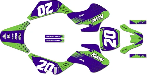 Vista 4 de Kit de gráficos para Kawasaki KDX50 KDX 50 (todos los años), serie Spear azul 09 Mil-Dirt Pit Bike Calcomanías de motocicleta, calcomanía