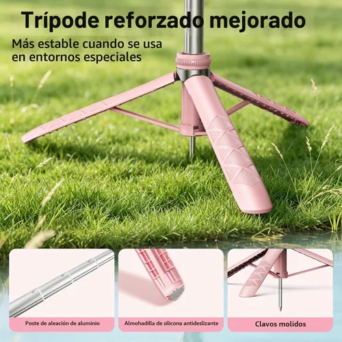 Vista 7 de Kit de vlogging rosa para iPhone/Android, trípode magnético de seguimiento facial automático de 71 pulgadas para iPhone, palo selfie 6 en 1