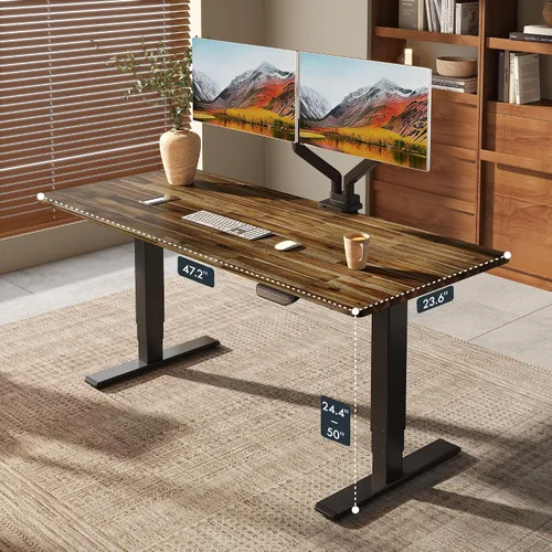 Vista 10 de FLEXISPOT E6 MAX Woodix - Escritorio de pie de madera maciza de acacia de 48 x 24 pulgadas, doble motor, resistente, capacidad de 330 libras