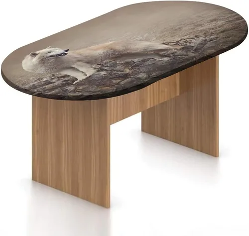 Vista 21 de Mantel ovalado ajustable para patio, decoración de animales, de poliéster, con bordes elásticos, estampado de koala y panda sentados en árboles