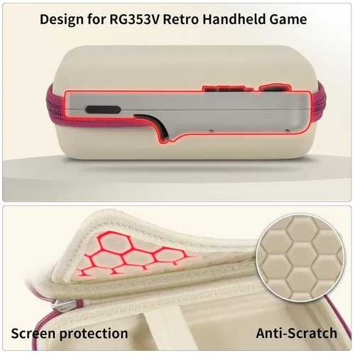 Vista 3 de PAIYULE Travel Case Compatible with RG353V/ RG353VS/ R36S Retro Handheld Game Console, Handheld Emulator Storage Holder Organizer, Android Game Beige