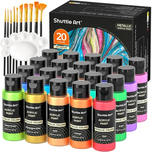 Vista 11 de Conjunto de pintura acrílica de cambio de color Shuttle Art, 16 colores camaleón en botellas (60ml/2oz), pintura acrílica no tóxica para artistas