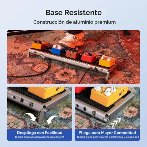 Vista 6 de Vangoa Pro Tablero de Pedales de Guitarra con Fuente de Alimentación Aislada de 12 V de Alta Corriente, PD-XL Plegable de Aluminio, Espacio