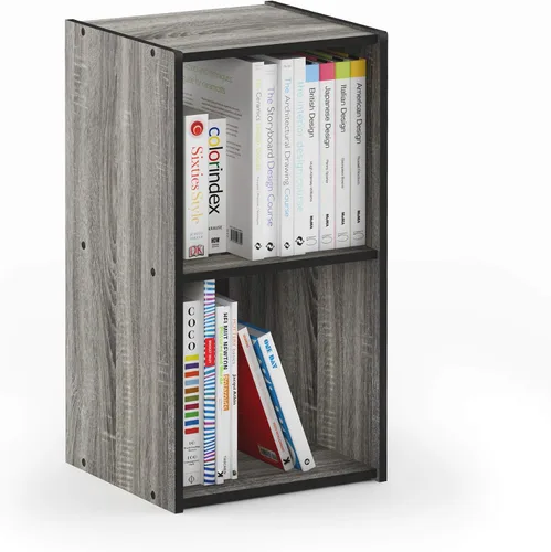 Vista 35 de Furinno PELLI - Estantería de 2 cubos con cubos abiertos y cerrados, armario organizador de almacenamiento de 2 x 1, 12.2 x 11.6 x 24.2, para sala