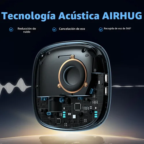 Vista 7 de AIRHUG Altavoz de conferencia y micrófono, altavoz Bluetooth con recogida de voz de 360°, reducción de ruido avanzada, USB-C Plug & Play, compatible