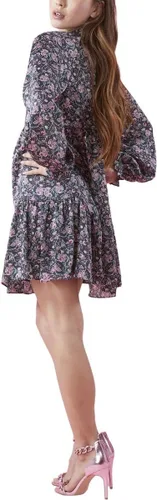 Vista 2 de BCBGeneration Vestido de manga larga y acampanado para mujer con cuello alto