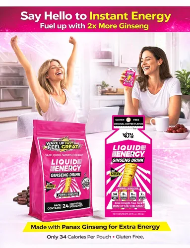 Vista 6 de VITAL 4U Liquid Energy Shot - Bolsas de cafeína listas para beber con Panax ginseng y vitaminas B