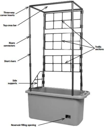 Vista 4 de Hydrofarm GCTR 10 Gal Sistema de Cultivo de Jardín de Tomate con Torre de Enrejado de 4 Pies con Ruedas para Enredaderas, Flores y Jardines