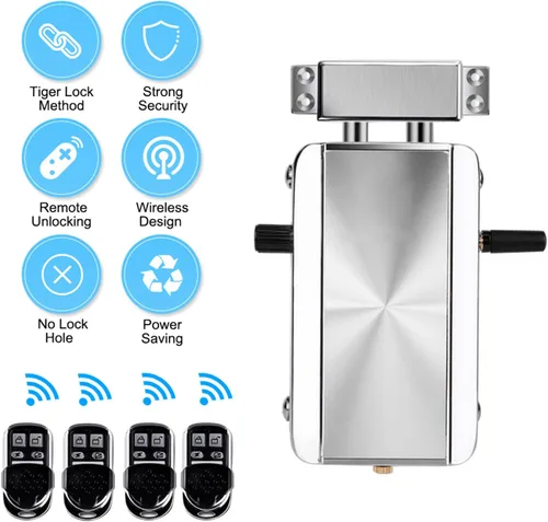 Vista 2 de Geevorks Cerradura electrónica inteligente de puerta con control remoto, cerradura inteligente inalámbrica, cerradura de seguridad oculta antirrobo