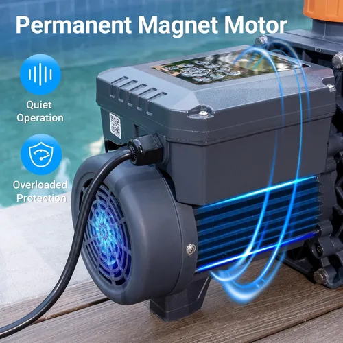 Vista 2 de Bomba de piscina de velocidad variable para enterrar, bomba de piscina sobre el suelo de 2.5 HP, 220V-240V, bombas de piscina autocebantes