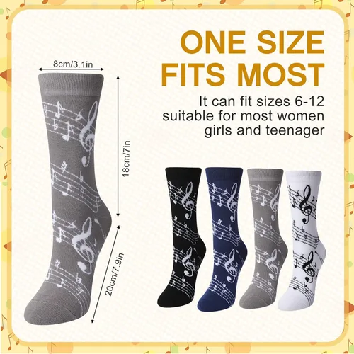 Vista 3 de 4 pares de calcetines de vestir musicales para hombre, calcetines de guitarra, calcetines novedosos, para amantes de la música, regalos