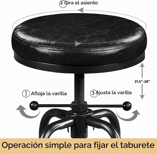 Vista 5 de Yaheetech Taburete de bar ajustable 21.5-28 pulgadas marco de metal sin Negro