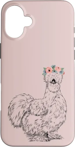 Vista 23 de Silkie Chicken with Floral Headband Farm Animal Funda para iPhone 17