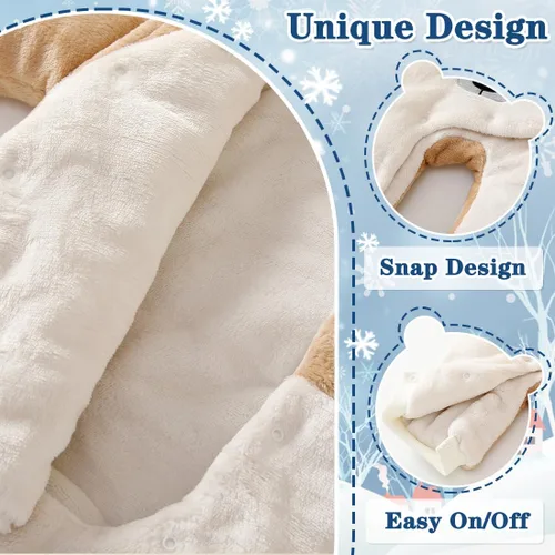 Vista 4 de Fairy Baby Traje de nieve para bebé recién nacido, oso enterizo, abrigo cálido de invierno para niñas y niños de 0 a 18 meses
