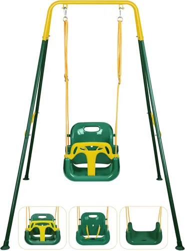 Vista 9 de Columpio 3 en 1 para niños pequeños, columpio plegable para interiores y exteriores para bebé, columpios multifuncionales para niños de 6 meses