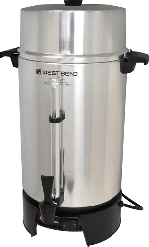 Vista 9 de Cafetera West Bend de aluminio altamente pulido con control automático de temperatura, preparación de una taza por minuto y fácil limpieza. Incluye
