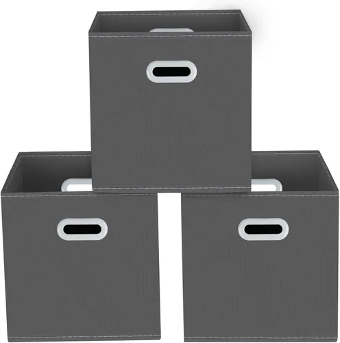 Vista 33 de Yunkeeeper - Contenedores de almacenamiento, cubos organizadores de tela con asa, cubos plegables para almacenamiento de tela o accesorios, 11 x 11