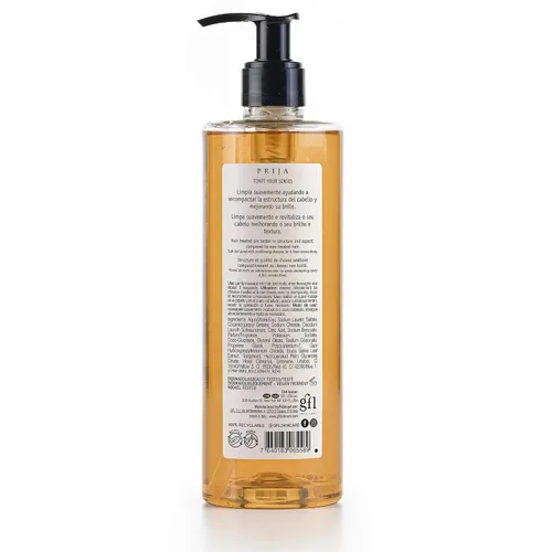 Vista 2 de Prija Champú fortificante limpia y revitaliza el cabello con Eruca Sativa para todo tipo de cabello, champú hidratante aumenta el brillo y mejora