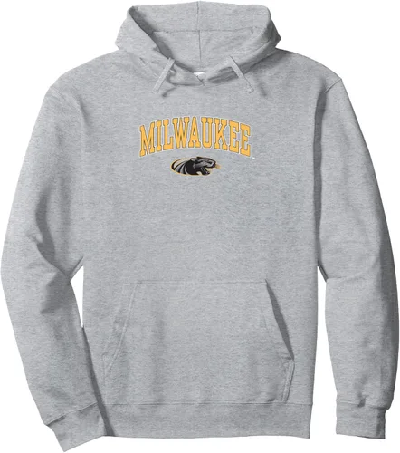 Vista 3 de Sudadera con capucha de Wisconsin Milwaukee Panthers Arch Over con licencia oficial, Negro