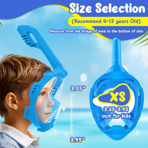 Vista 4 de Kids Full Face Snorkel Mask, Snorkeling Gear for Kids, Kids Scuba Mask and Snorkel, Diving Mask, Snorkeling Set, 180 Degree Panoramic View Anti-Fog