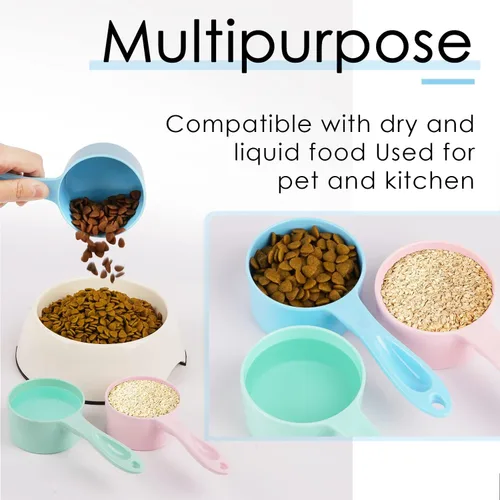 Vista 4 de Super Design Cuchara medidora de melamina para perros, 1 taza, para perros, gatos, pájaros y conejos, cuchara de alimentación para mascotas, apta