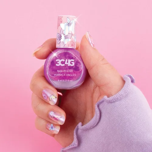 Vista 5 de Make It Real - Juego de 3 esmaltes de uñas con diseño de mariposa 3C4G para niñas, a base de agua, sin perfume, no tóxico, kit de esmalte de uñas