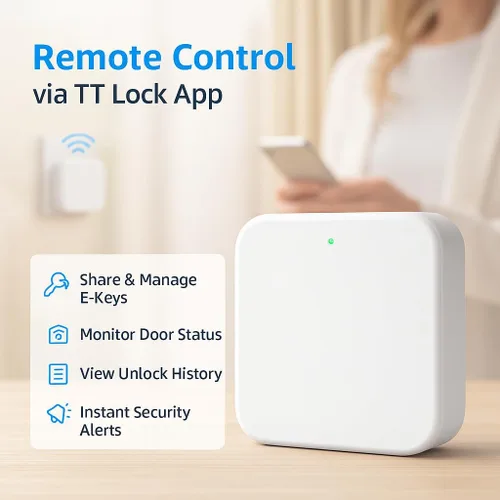 Vista 3 de Puerta de enlace Wi-Fi para cerradura de puerta inteligente - Acceso remoto y centro de control de voz compatible con la aplicación TTLock y Alexa