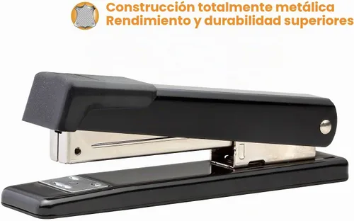 Vista 5 de Bostitch Office Grapadora clásica de escritorio de metal, capacidad para 20 hojas, doble engrapado, se abre para pegar, tira completa, negro