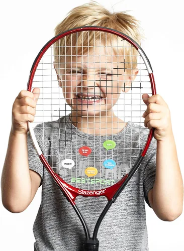 Vista 3 de BusyBee Amortiguador de vibraciones de tenis (paquete de 10). Regalo único de tenis para niños, mujeres y jugadores con 10 lemas motivacionales