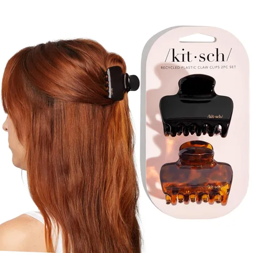 Vista 6 de Kitsch Pinzas grandes para el cabello para mujer, pinzas de plástico reciclado duraderas para peinados y peinados, sujeción segura durante todo