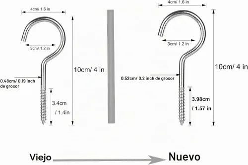 Vista 2 de Ganchos de tornillo grandes, ganchos de techo resistentes de 4 pulgadas para plantas colgantes de interior y exterior, 10 piezas