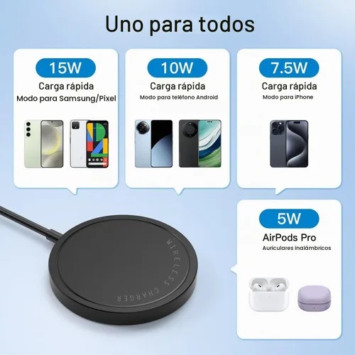 Vista 3 de Cargador inalámbrico magnético para iPhone 15W Max Fast Mag-Safe almohadilla de carga inalámbrica compatible con iPhone 16/16 Plus/16 Pro/16 Pro